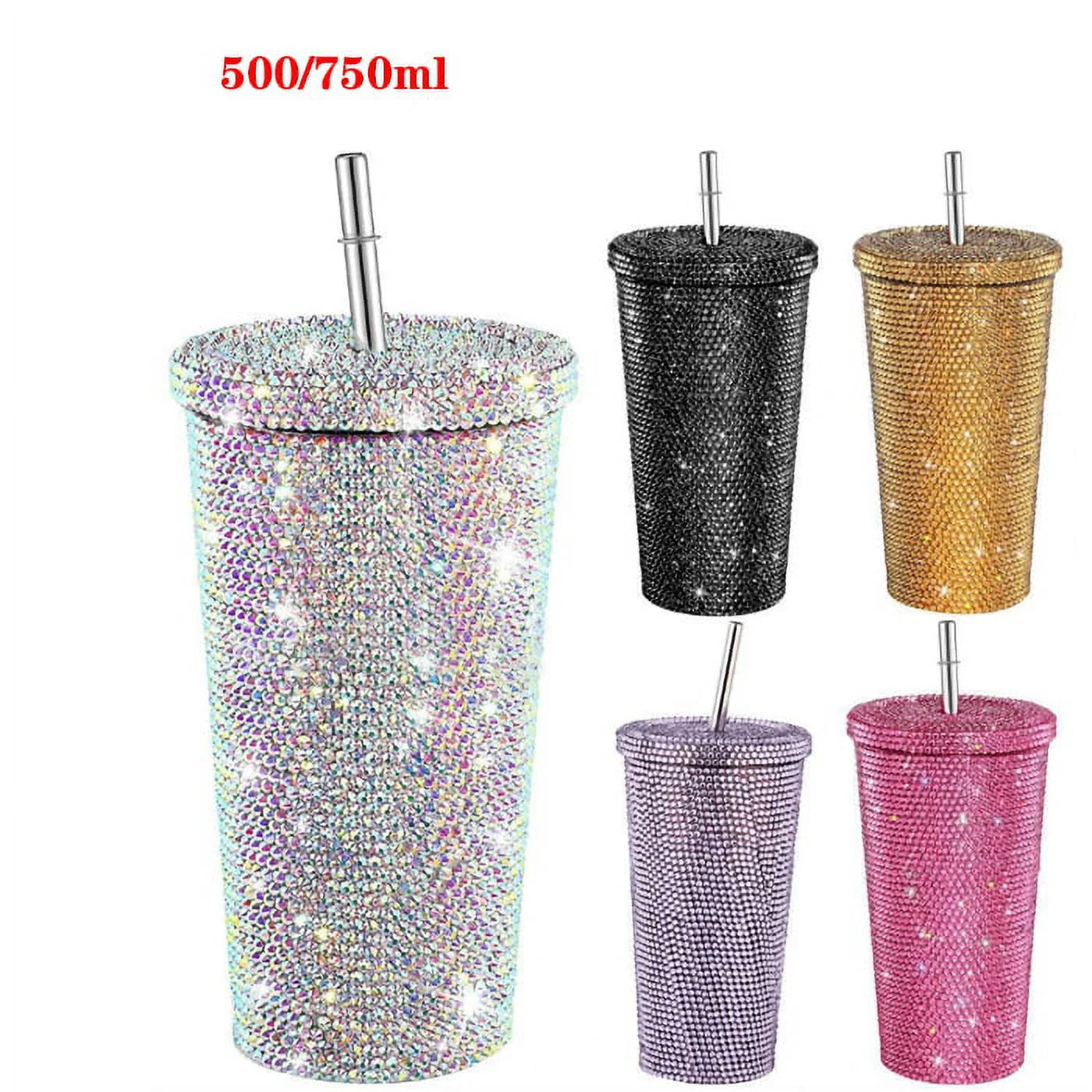 Rhinestone Insulated Tumbler with Straw