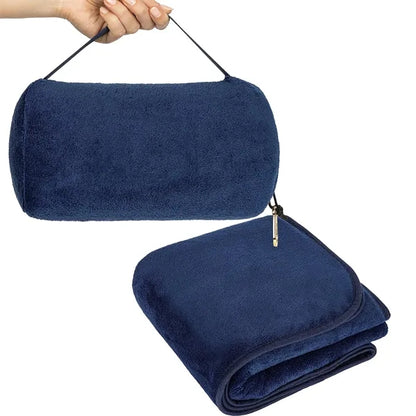 2-in-1 Foldable Travel Flannel Blanket Pillow