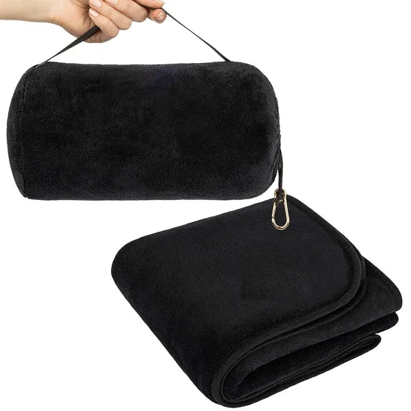 2-in-1 Foldable Travel Flannel Blanket Pillow