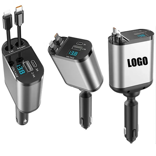4 In 1 Retractable Fast Car Phone Charger