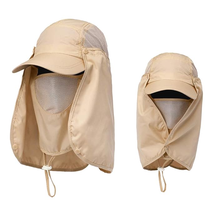 UPF 50+ Polyester Adjustable Fishing Hat with Face Neck Flap